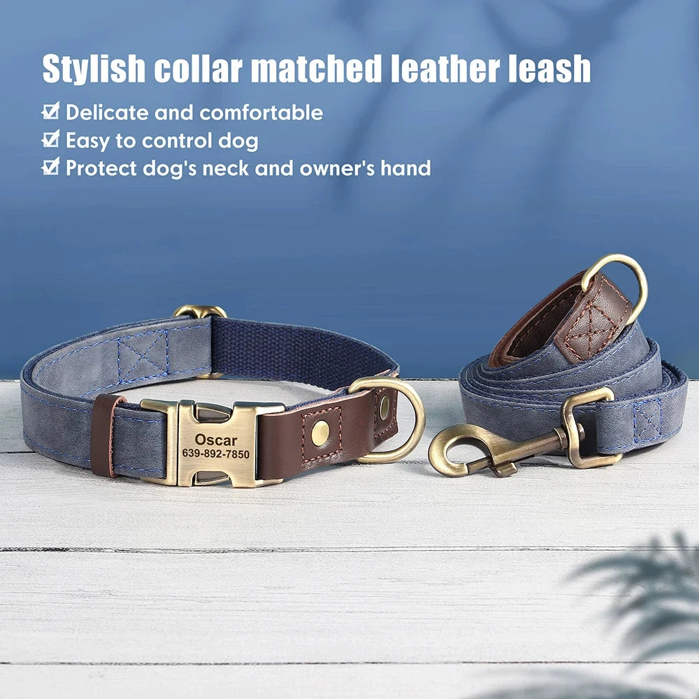 Personalized Dog Collar and leash David's Mall-Pet Products Supplier