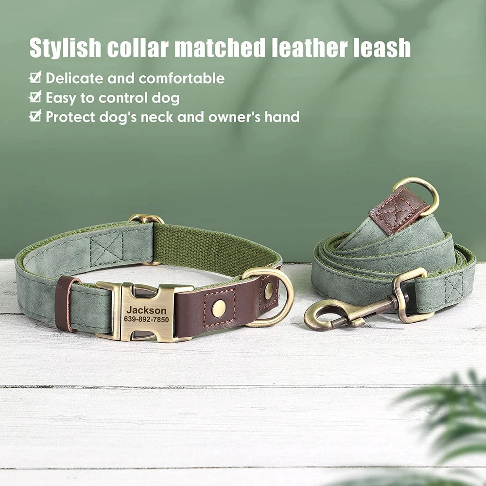 Personalized Dog Collar and leash David's Mall-Pet Products Supplier