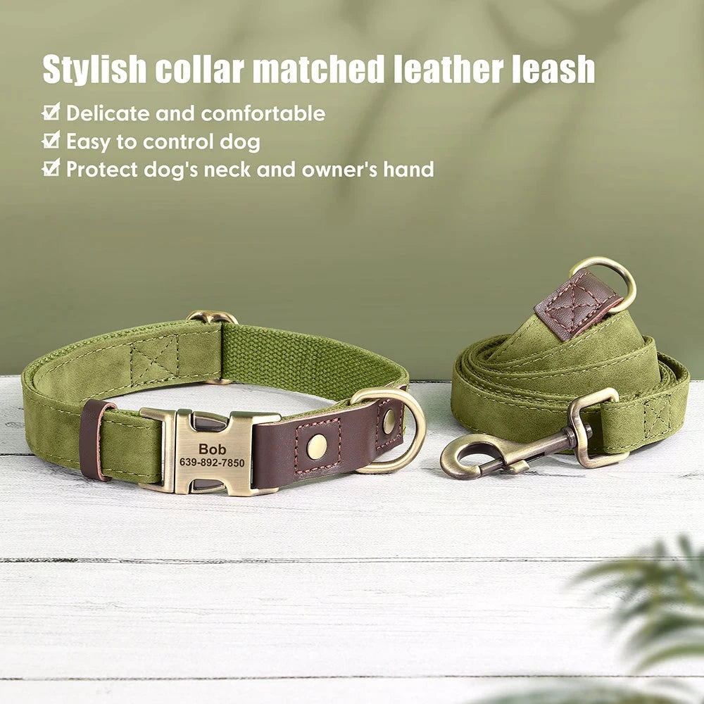 Personalized Dog Collar and leash David's Mall-Pet Products Supplier