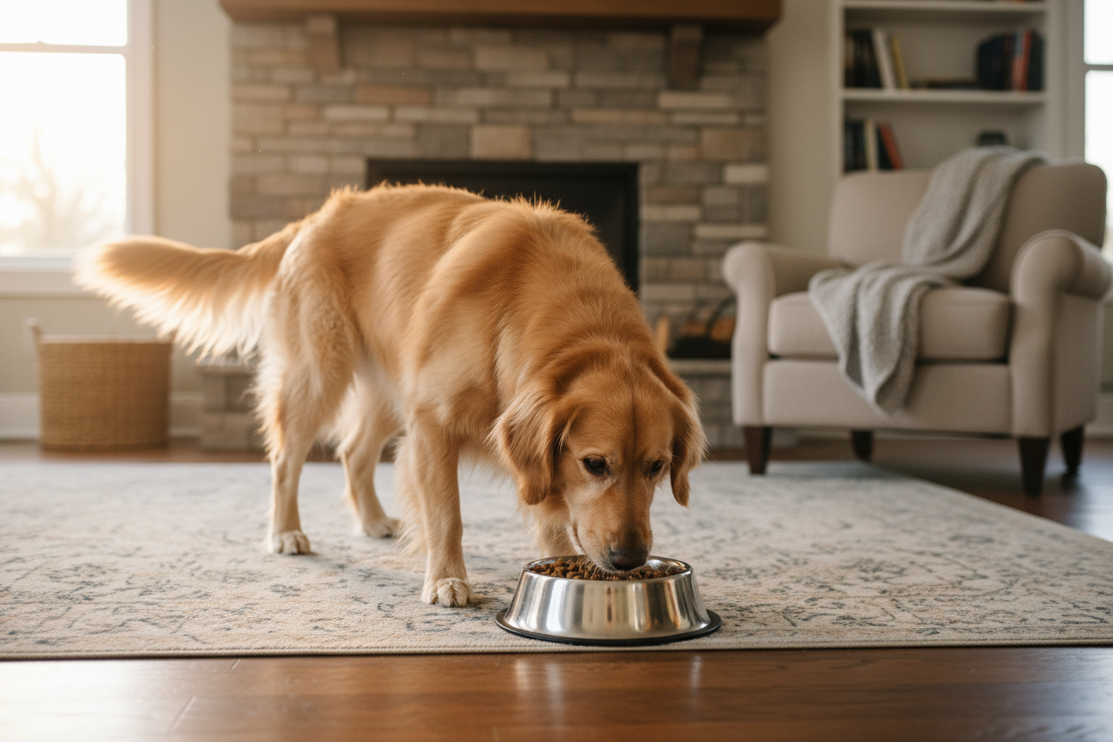 dog eating from bowl